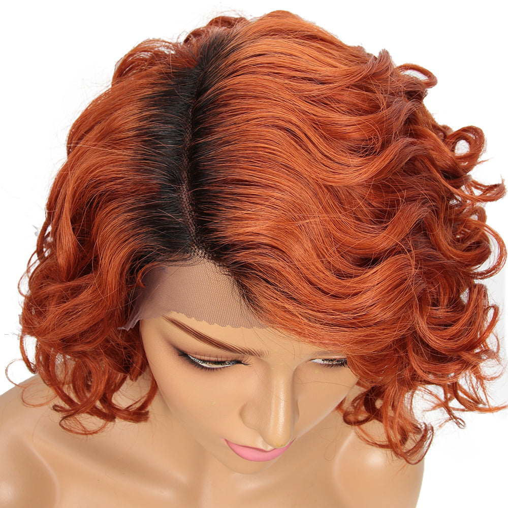 Rebecca Fashion 4x4 Lace Front Wigs Kinky Curly Human Hair Black Color